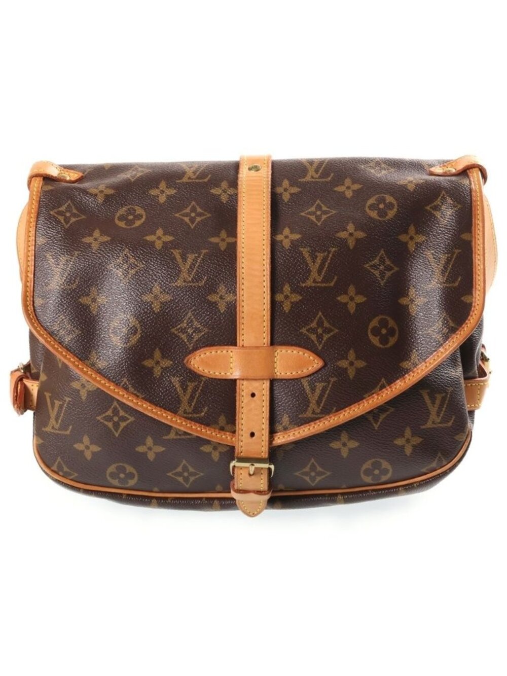 Louis Vuitton Monogram Saumur 30 Shoulder Bag Brown Leather Gold